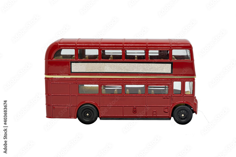famous red traditional London bus isolated over white