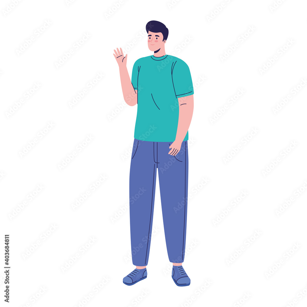 young man standing avatar character vector illustration design