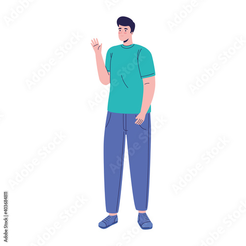 young man standing avatar character vector illustration design