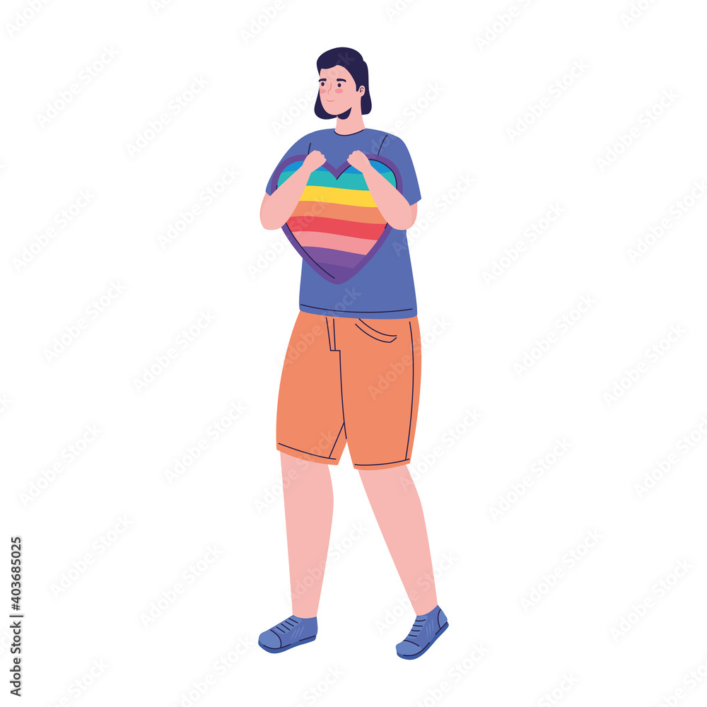 young woman with lgtbi flag in heart character vector illustration design young woman with lgtbi flag in heart character vector illustration design