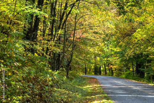 Roadway Meandering Through the Autumn Appalachian Mountains Along the Blue Ridge Parkway