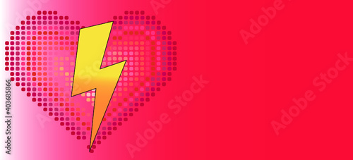 Valentine's Day card with heart and piercing lightning.