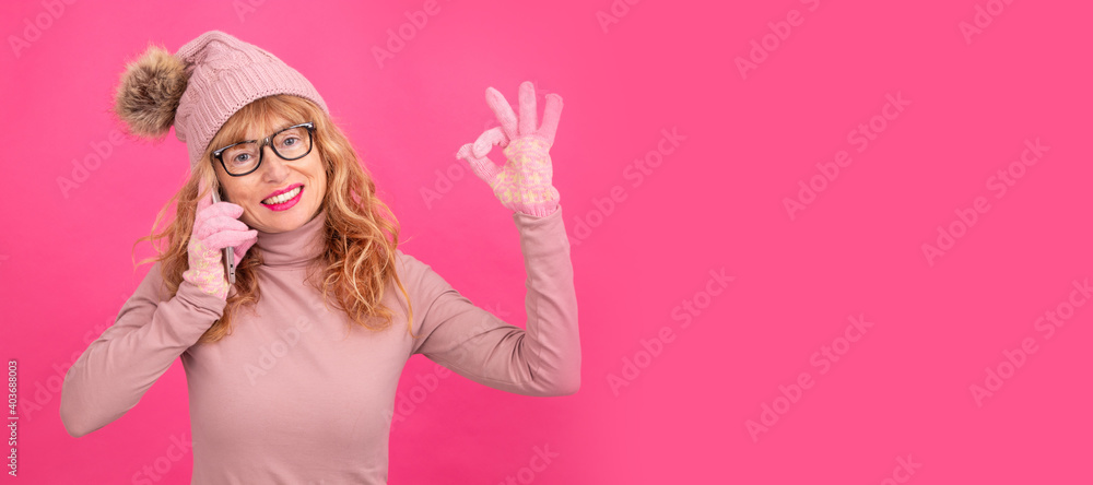 isolated attractive adult woman with mobile phone isolated attractive adult woman with mobile phone