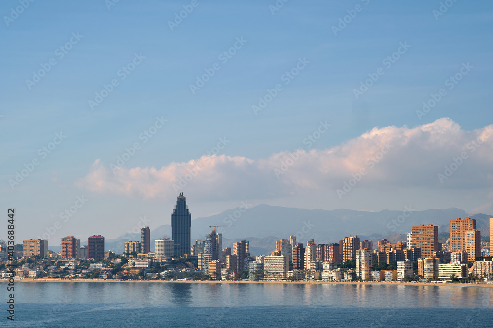 Naklejka premium Coastline of Benidorm view. Spain