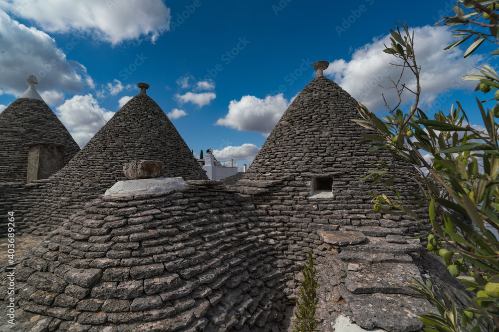 Roofs trulli Alberobello Puglia Italy