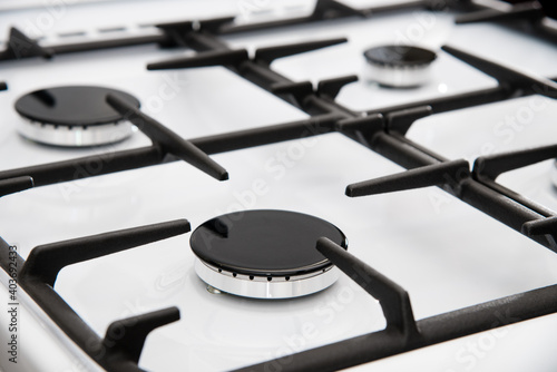 Gas oven hob with gas burners and grate photo