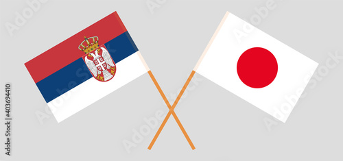 Crossed flags of Serbia and Japan