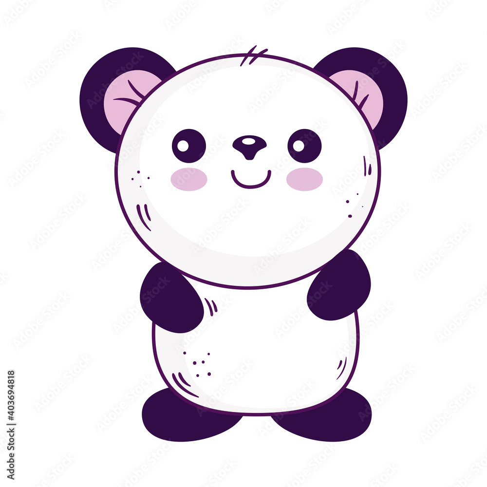 Obraz premium Kawaii panda bear animal cartoon design, Cute character and nature theme Vector illustration