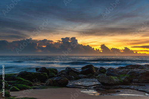 High cloud seascape with cloud bank on the horizon