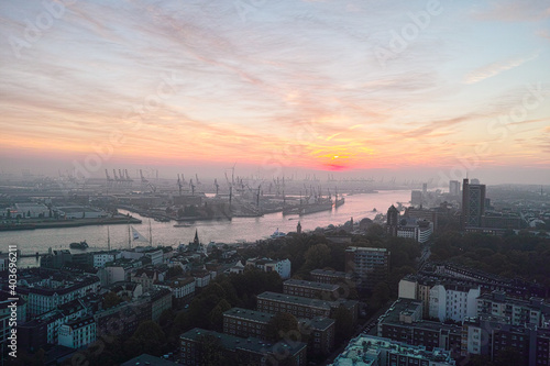 sunset over the city