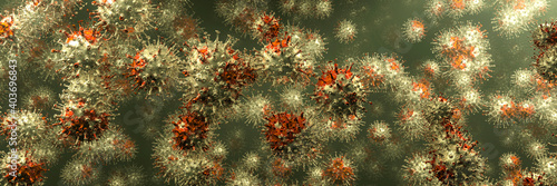 simulation of the coronavirus virus floating