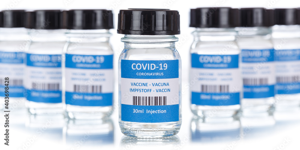 Coronavirus Vaccine bottle Corona Virus COVID-19 Covid vaccines panoramic view