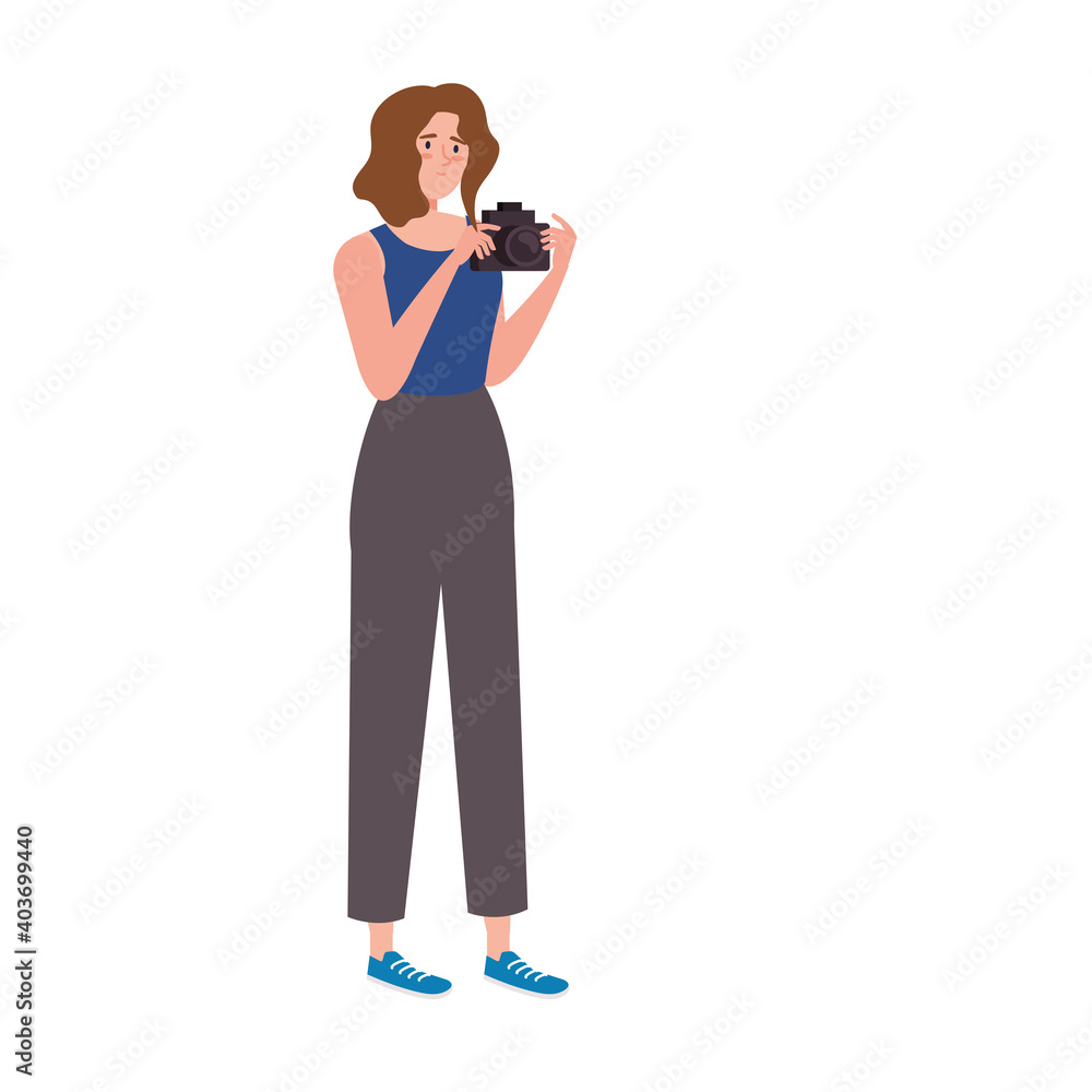 creative young woman with camera photographic character vector illustration design creative young woman with camera photographic character vector illustration design