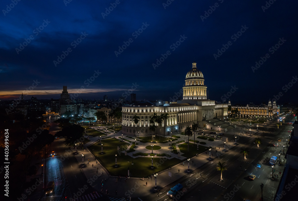 Capitolio by night Havana Cuba