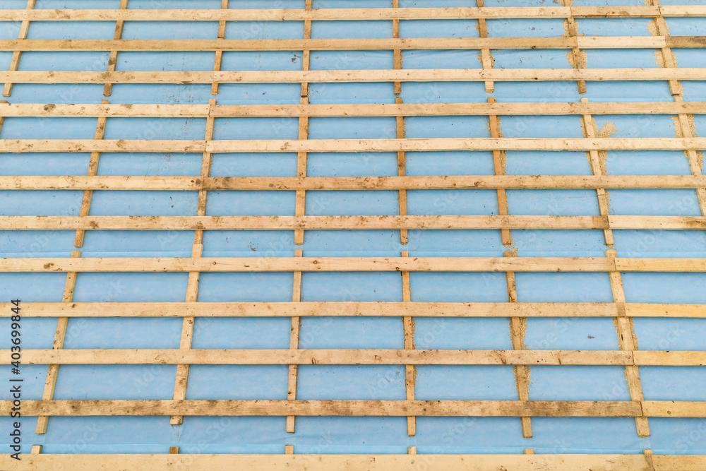 custom made wallpaper toronto digitalAerial view of a brick house with wooden roof frame under construction.