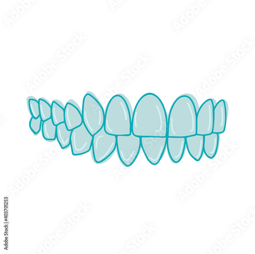 Clear orthodontic dental teeth retainer. Invisalign removable and invisible vacuum formed retainer over white background.