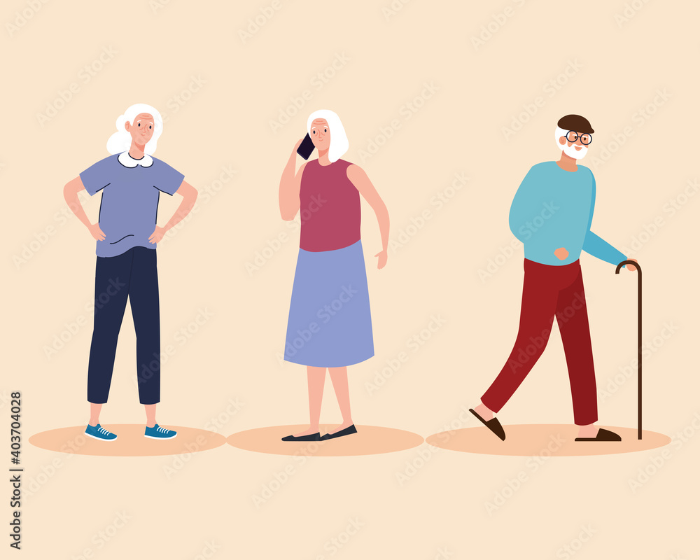 group of three elderly old people characters vector illustration design group of three elderly old people characters vector illustration design