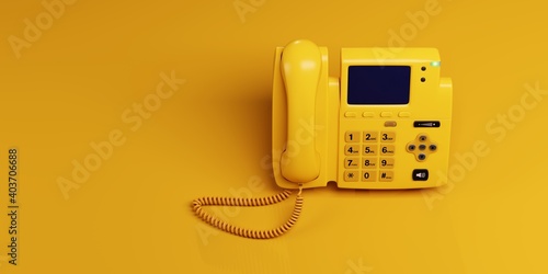 A Yellow Digital Voip Landline Telephone