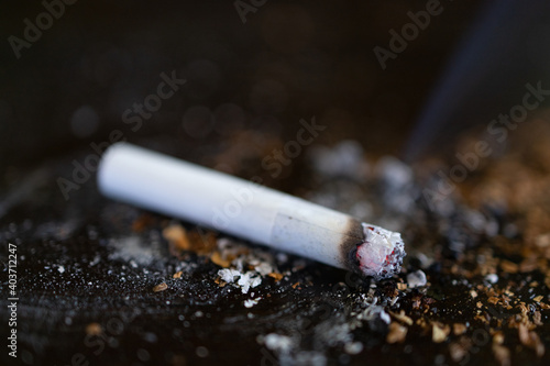 Close up Cigarette Butt on the floor