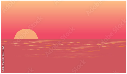 Fototapeta Naklejka Na Ścianę i Meble -  Beautiful sunset sky and beach background vector illustration
