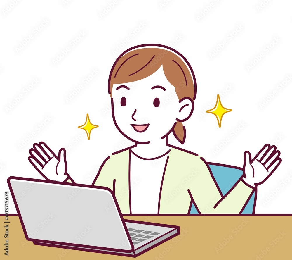 Young woman in a cardigan_laptop Young woman in a cardigan_laptop