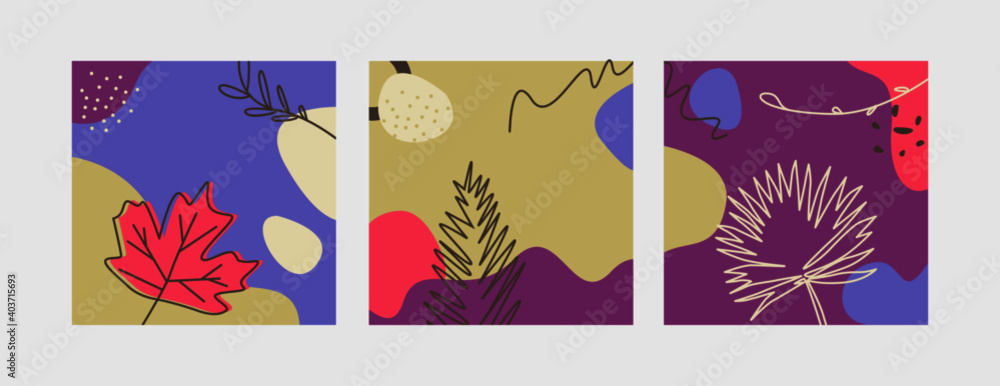 set of botanical abstract background. for print, wall art, cover.