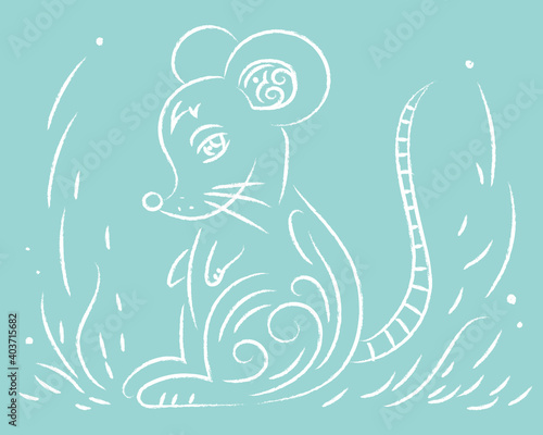 Cute mouse line art cartoon