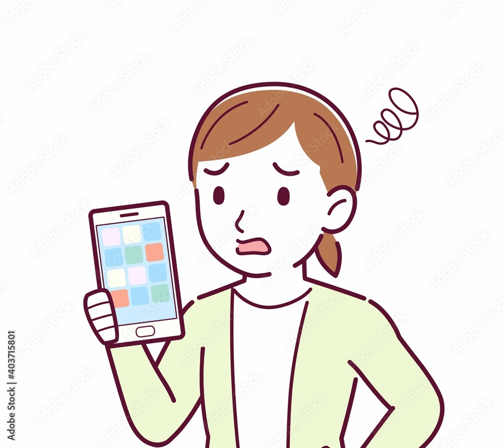 Young woman in a cardigan_smartphone Young woman in a cardigan_smartphone