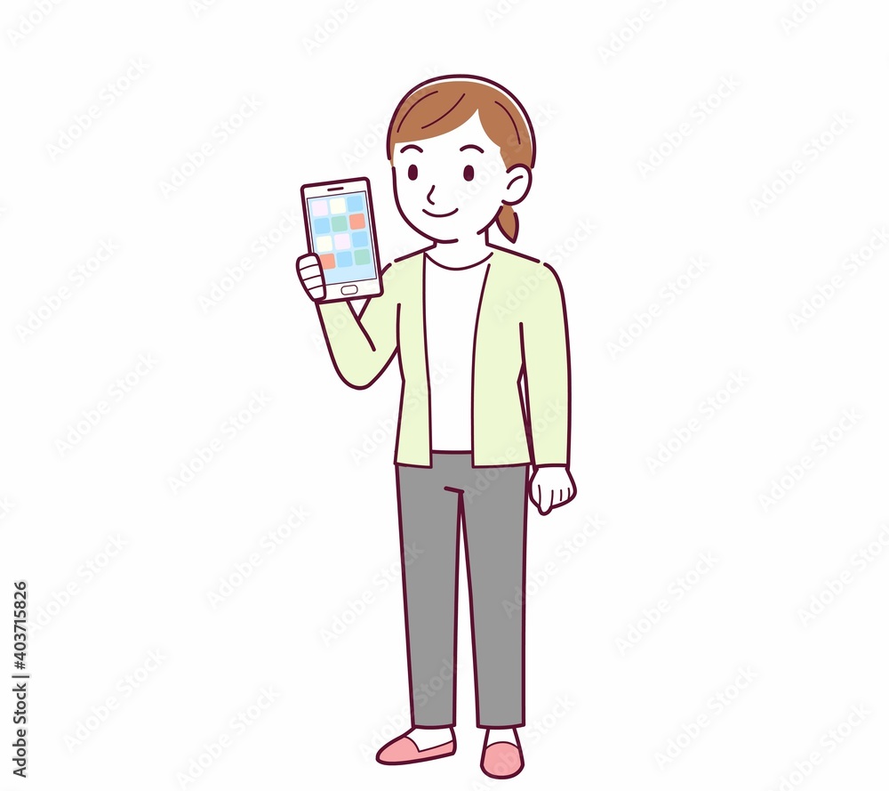 Young woman in a cardigan_smartphone