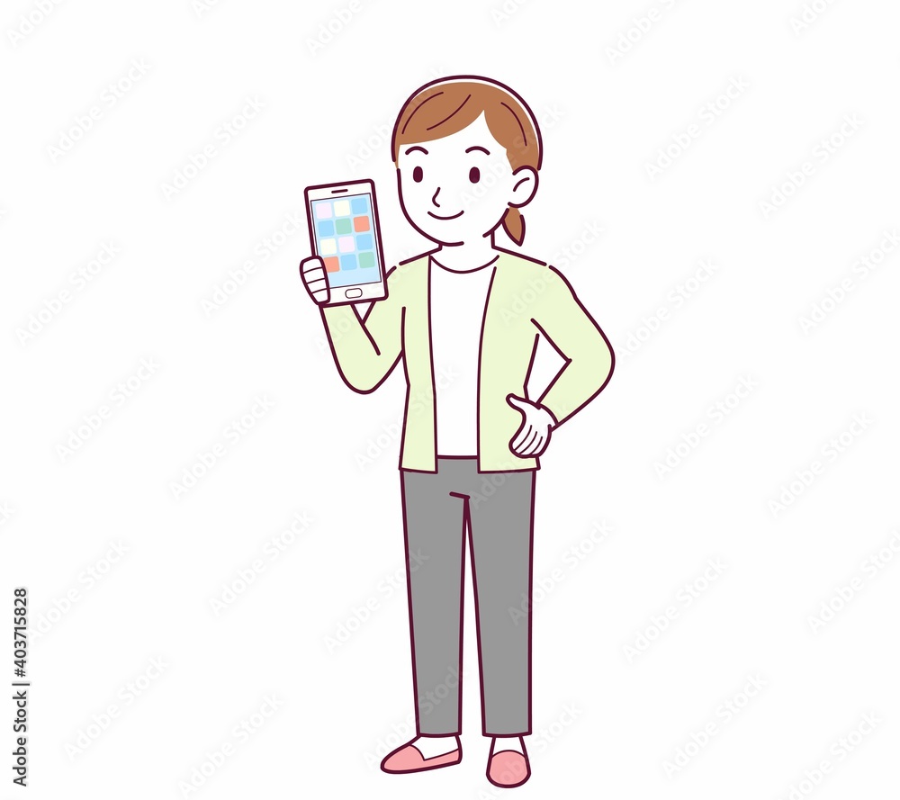 Young woman in a cardigan_smartphone