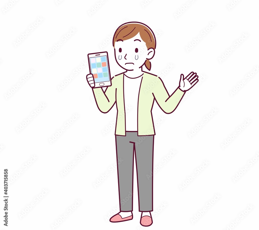 Young woman in a cardigan_smartphone Young woman in a cardigan_smartphone