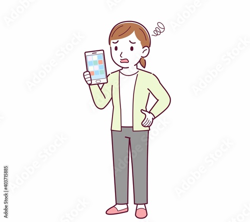 Young woman in a cardigan_smartphone