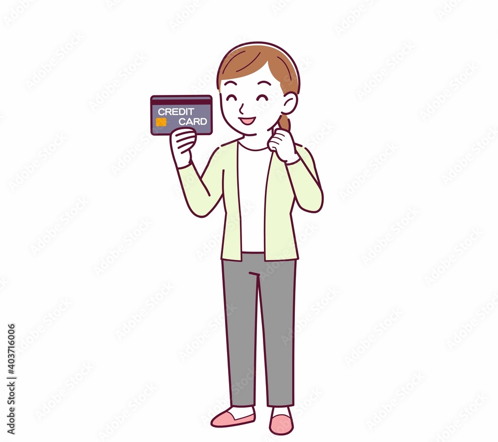 Young woman in a cardigan_credit card Young woman in a cardigan_credit card