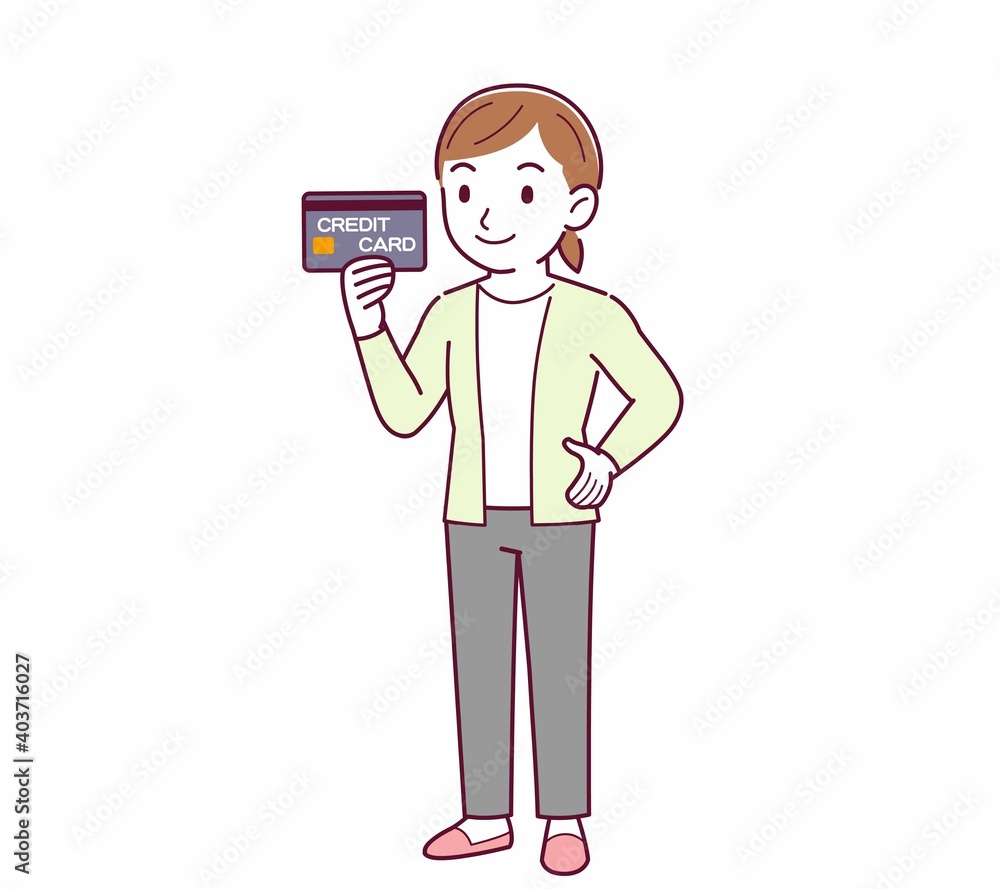 Young woman in a cardigan_credit card