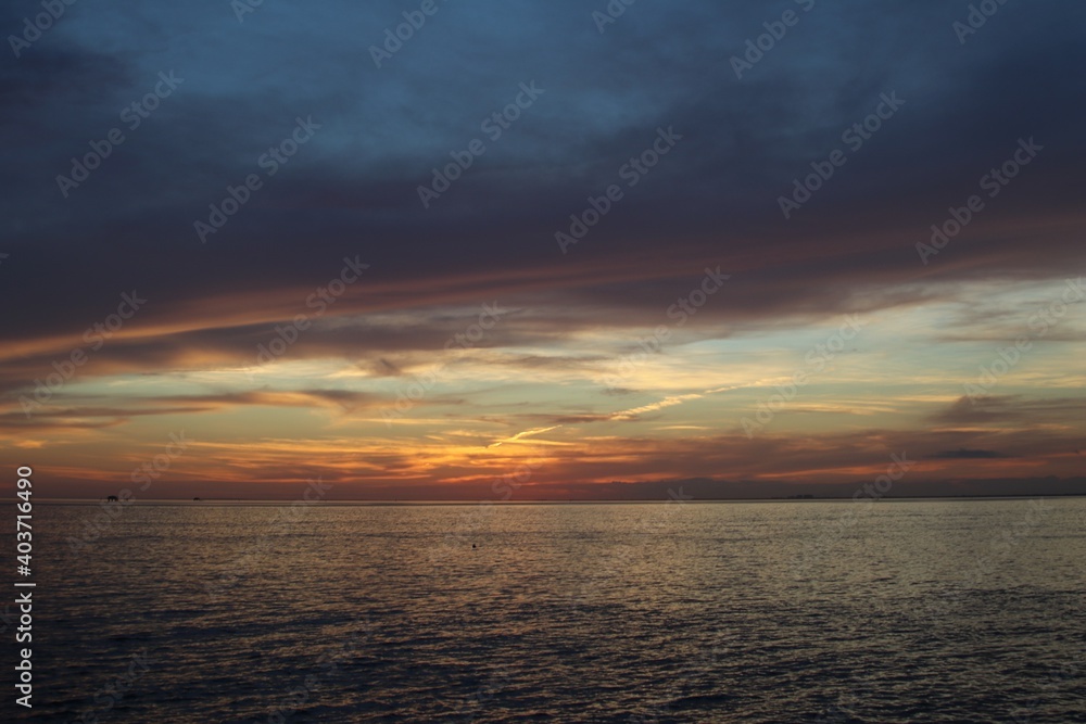 Beautiful sunset in Ocean, Key Biscayne, Florida, USA