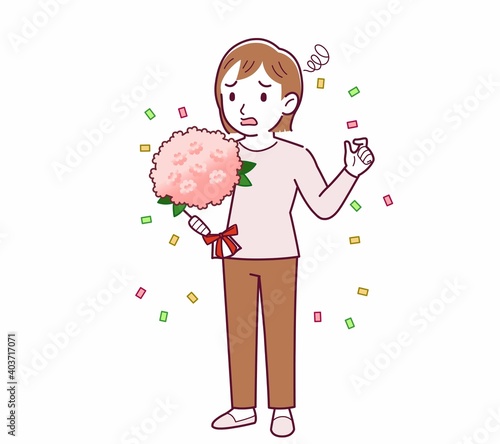 Young woman in a cardigan_bouquet