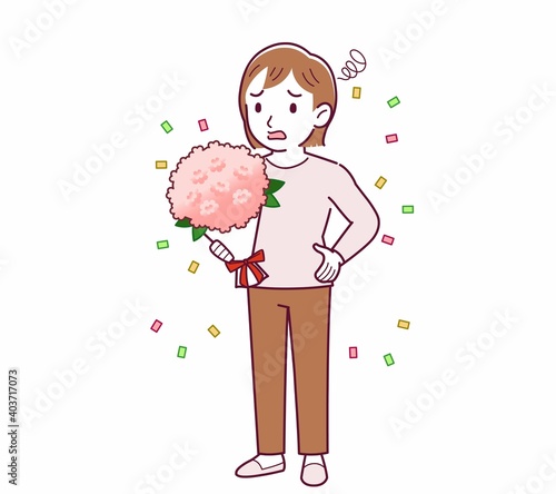 Young woman in a cardigan_bouquet