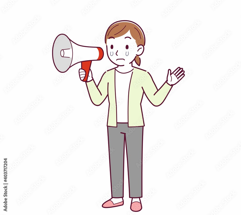 Young woman in a cardigan_Loudspeake