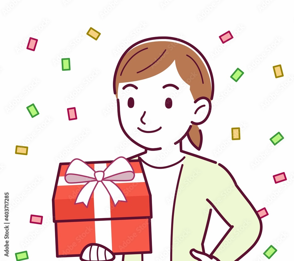 Young woman in a cardigan_Present Young woman in a cardigan_Present
