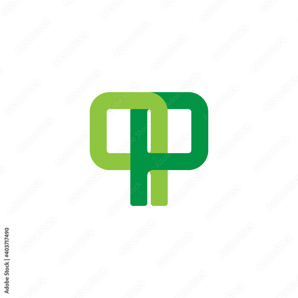Obraz premium letter pp simple abstract green plant geometric colorful logo vector