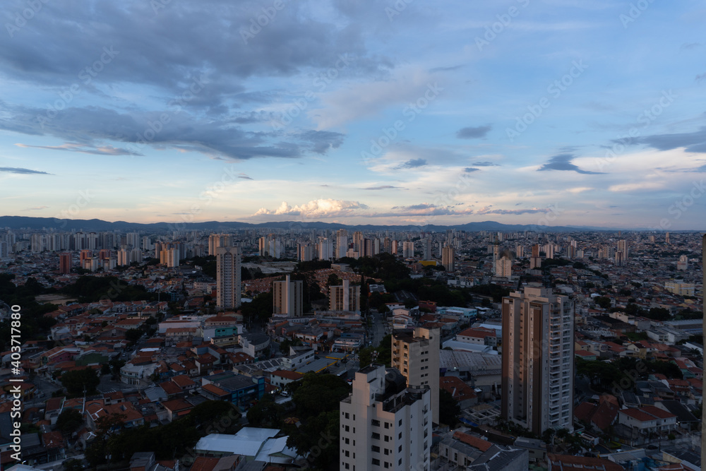 Fototapeta premium São Paulo with sunset and pink sky and night, metropolis, South America, Brazil
