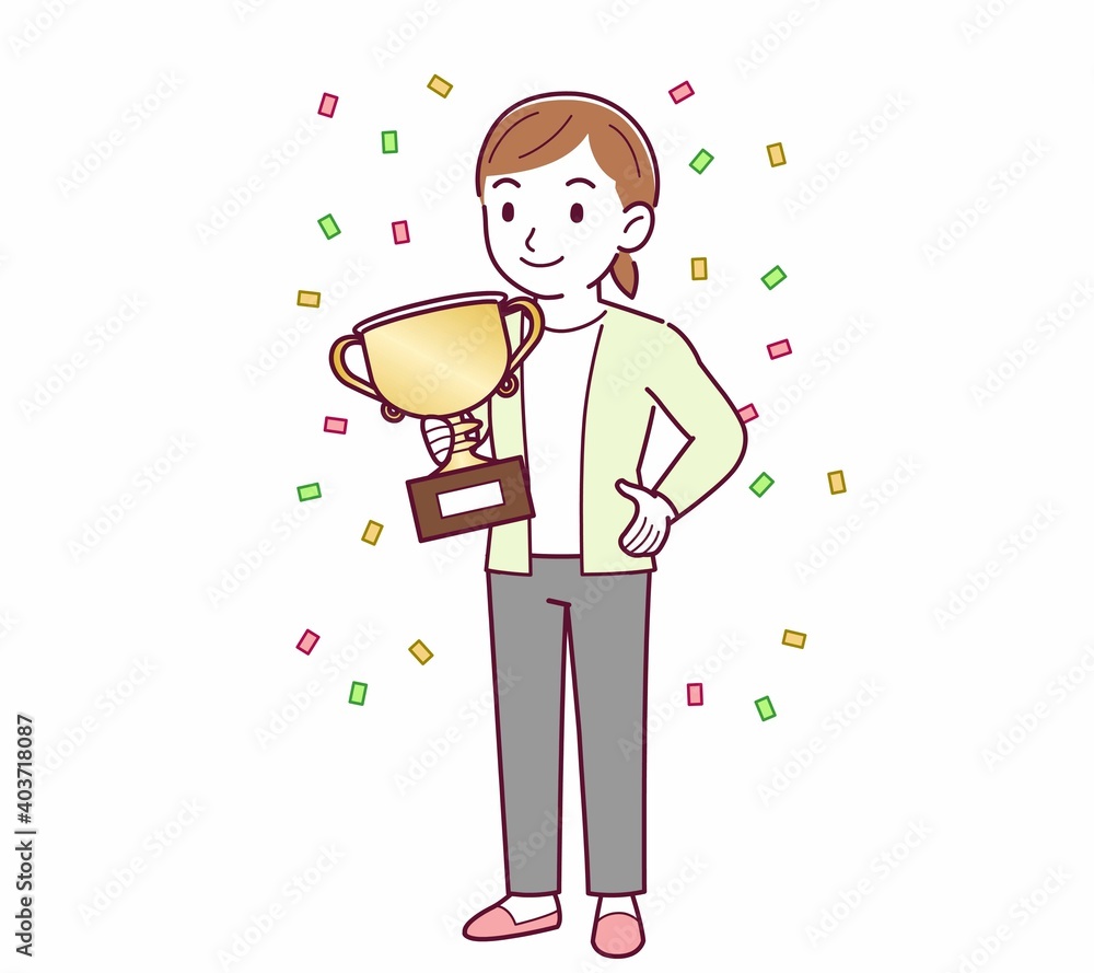 Young woman in a cardigan_Trophy Young woman in a cardigan_Trophy