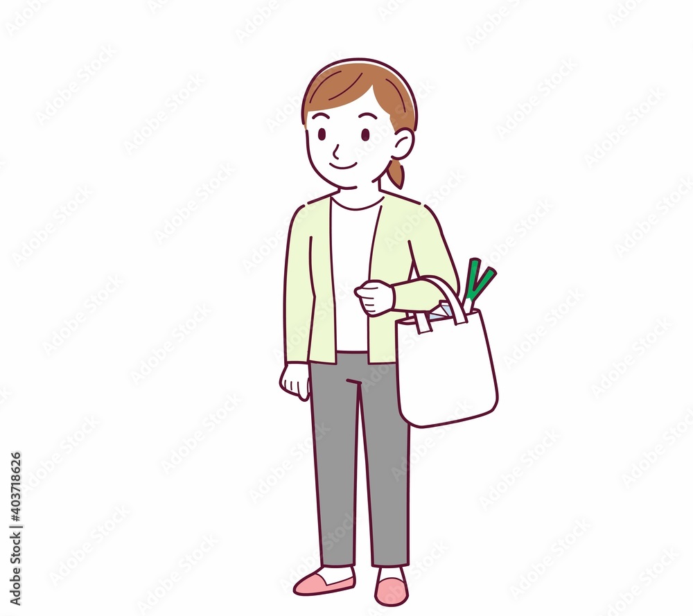 Young woman in a cardigan_shopping Young woman in a cardigan_shopping