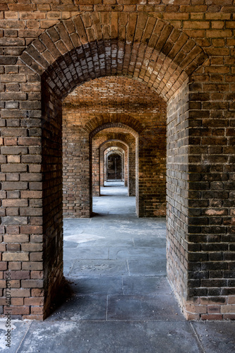 Fototapeta Naklejka Na Ścianę i Meble -  Repeating Narrow Archways in Brick Fort