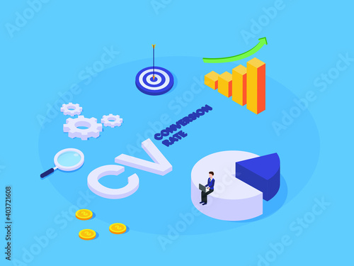 Conversion Rate isometric 3d vector concept for banner, website, illustration, landing page, flyer, etc.