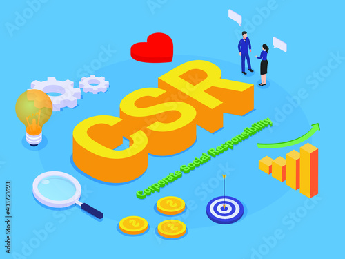 Corporate Social Responsibility (CSR) isometric 3d vector concept for banner, website, illustration, landing page, flyer, etc.