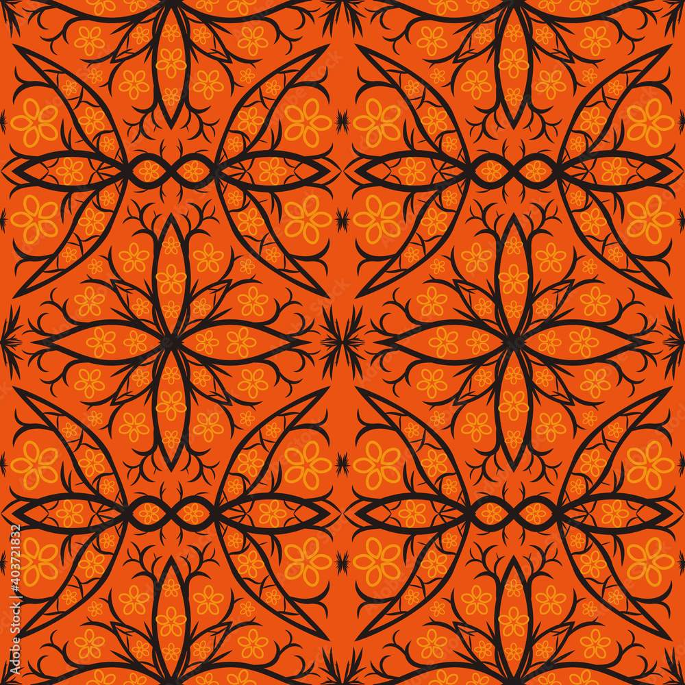 Orange damask ornament. Seamless pattern Orange damask ornament. Seamless pattern