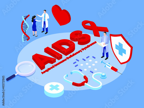 AIDS isometric 3d vector concept for banner, website, illustration, landing page, flyer, etc.