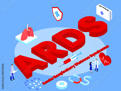Acute respiratory distress syndrome (ARDS) isometric 3d vector concept for banner, website, illustration, landing page, flyer, etc.