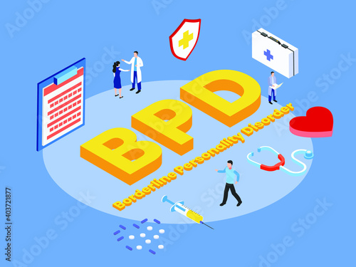 Borderline personality disorder (BPD) isometric 3d vector concept for banner, website, illustration, landing page, flyer, etc.